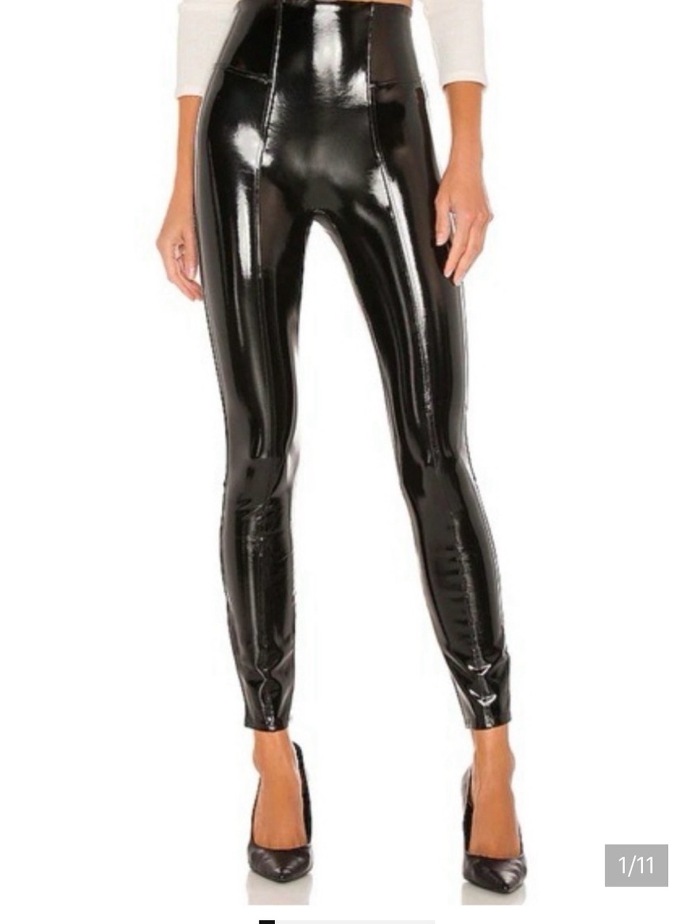 SPANX Glossy Black High-Rise Faux-Leather Leggings